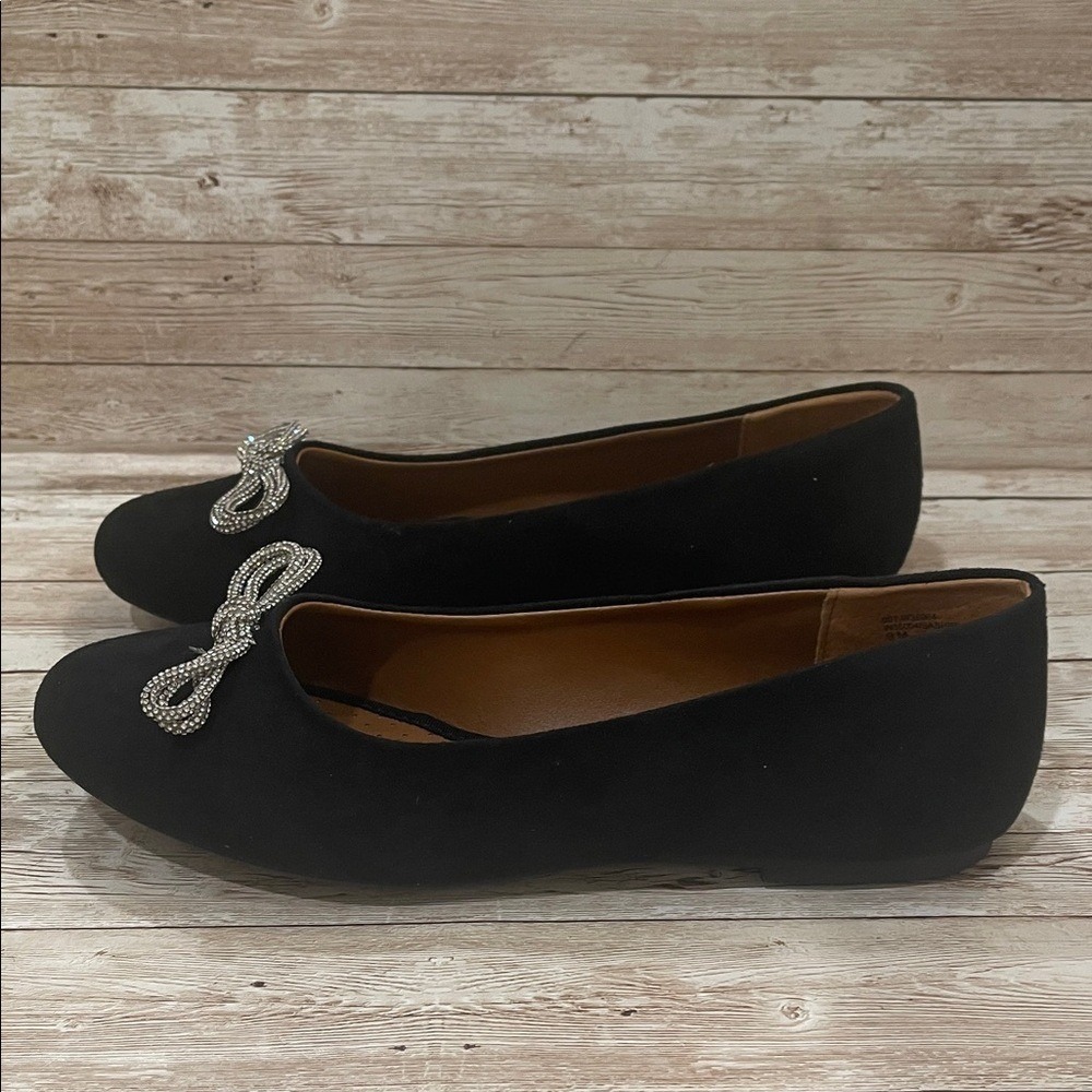 White Mountain Womens Black Rhinestone Bow Ballet Flats Sashimi W35004 Size 9M - Picture 4 of 11